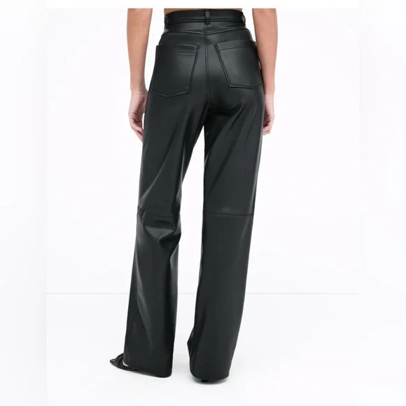 MARELLA Black pants high rise wide trousers vegan leather SZ XXL High Sheen soft